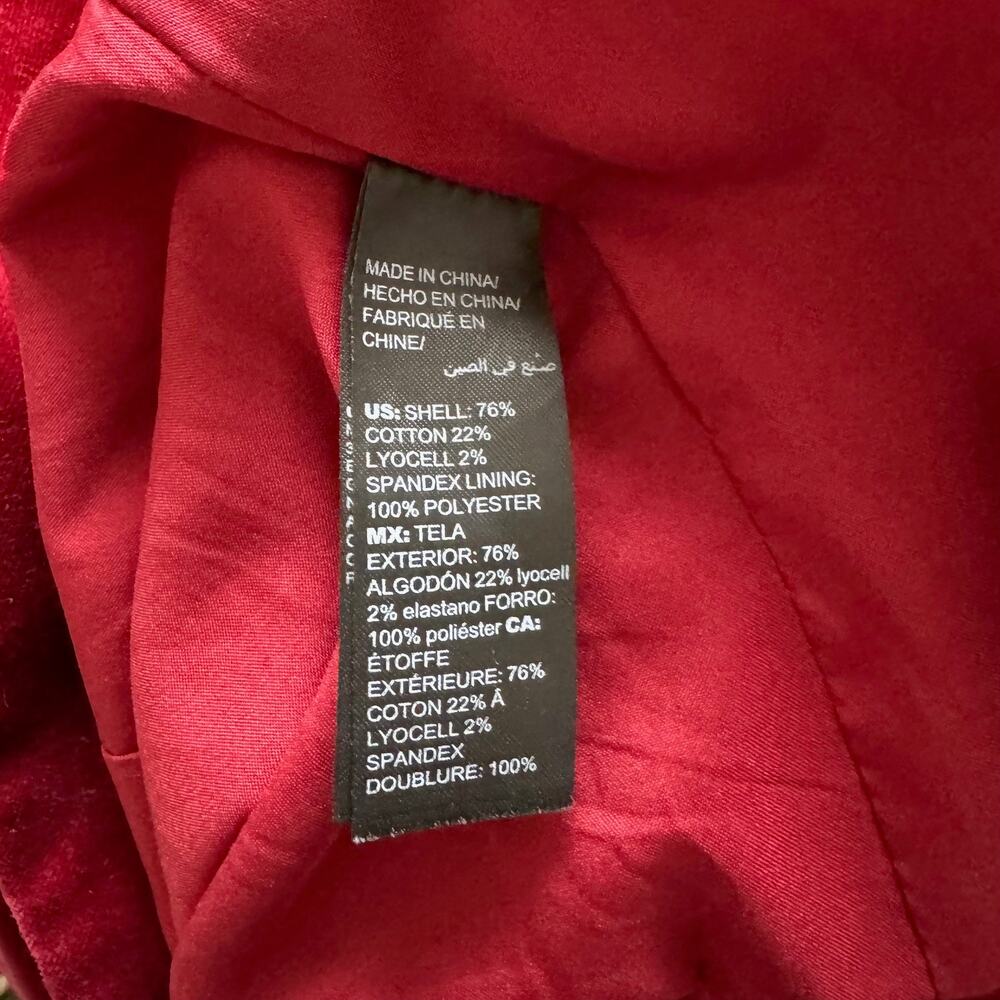 White House Black Market | Pre-Loved Red Velvet Blazer Size 00 - Picture 8 of 8
